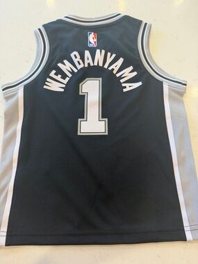 NBA Wembanyama #1 Black & White Basketball Jersey